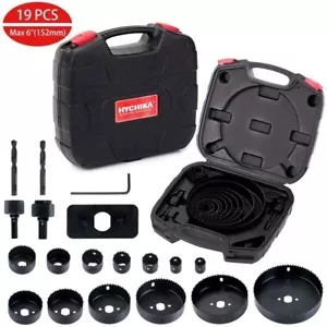 Juego de 19 piezas de sierra de orificio HYCHIKA broca de herramienta giratoria de 3/4"" a 6"" estuche de PVC para paneles de yeso de madera - Imagen 1 de 8