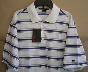 NUEVO CON ETIQUETAS $85 NIKE GOLF TW TIGER WODS S Camisa polo multi rayas DRI AJUSTE blanca 416671 - Imagen 1 de 3