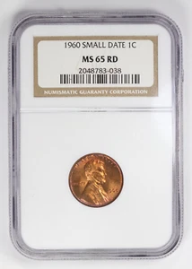1960 Lincoln Memorial Cent Small Date 1C NGC MS65 RD - Picture 1 of 4