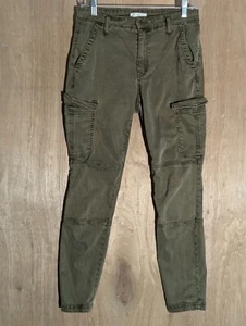 hm cargo pants womens size 8 skinny stretch flat front mid rise green - Picture 1 of 10