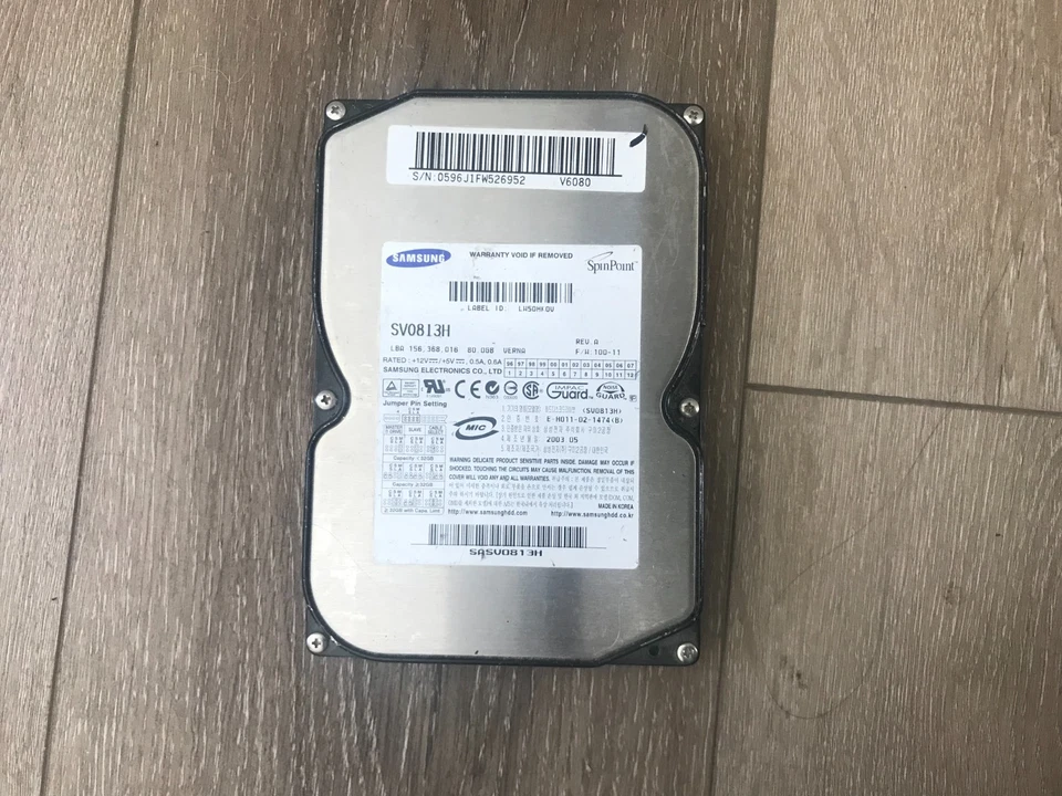 Samsung Spinpoint V6080 SV0813H 80GB IDE  5400rpm 2MB 3.5" Desktop Hard Drive - Image 1 of 4
