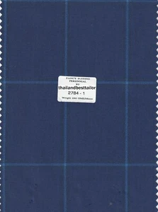 Light Blue Checked Suiting Fabric Best For Suit Pants 5 Yard Fabric - Picture 1 of 2