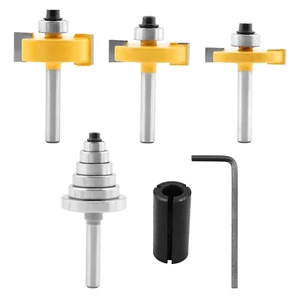 1/4 Inch Shank Rabbet Router Bit Set, 3 PCS Rabbeting Router Bit with 6 Bearings - Picture 1 of 12