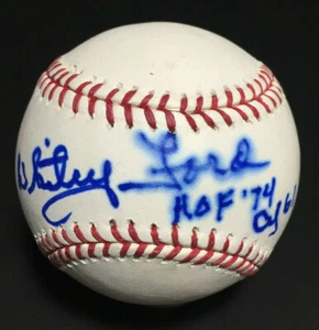 Baseball firmato Whitey Ford scritta HOF 74 CY 61 autografo PSA JSA BAS Guar - Foto 1 di 9