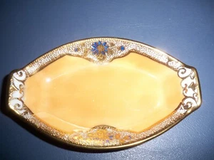 Noritake Lusterware Gold Gilt Hand Painted Salt Dip Blue Flower - Picture 1 of 4