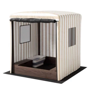 Keezi Kids Sandpit Wooden Sandbox Sand Pit with Canopy Window Water Basin 120cm - Picture 1 of 7