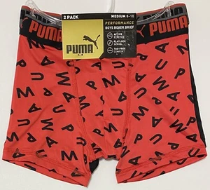 Puma 2 Pack Boy's Performance Boxer Briefs  Medium (8-10)  Red/Black  5400 - Picture 1 of 3