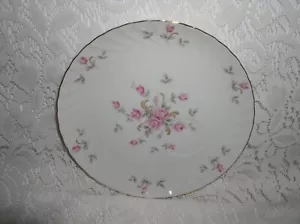 Piatto snack vintage Lefton 3171 rose rosa bordo oro EX - Foto 1 di 4