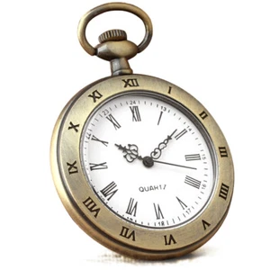 Unisex Pocket Watch Quartz Round Dial Pendant Steampunk Fob Watch Vintage Watch - Picture 1 of 21