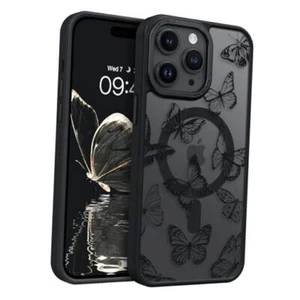Für iPhone 14 Pro Hülle, Süßes Schmetterlingsmuster iPhone 14 Pro Magnet Schwarz - Bild 1 von 7