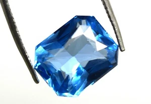Emerald Cut Jewelry Making Premium 12 CT Brazilian Sky Blue Aquamarine Gemstone - Picture 1 of 9