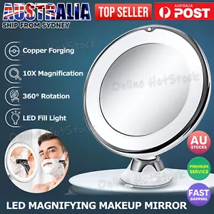 10x Magnifying Makeup Cosmetic Beauty Bathroom Mirror with LED Light 360° Spin - Picture 1 of 9