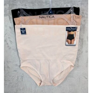 NAUTICA 3 Pack Womens M Logo Seamless Shaping Briefs Panties Black Beige Cream - Picture 1 of 9