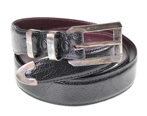 NUEVO SHANT PETER EE. UU. PLATA ESTERLINA 925 cuero de avestruz negro cinturón para hombre 44 - Imagen 1 de 10