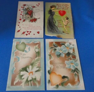 (4) Tarjeta(s) postal(s) antigua(s) - Día de San Valentín - PM 1919 etc en relieve - - Imagen 1 de 5