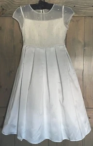 Beautiful Biscotti Collezioni 1st Communion Flower Girl Dress Size 8 Satin EUC - Picture 1 of 4