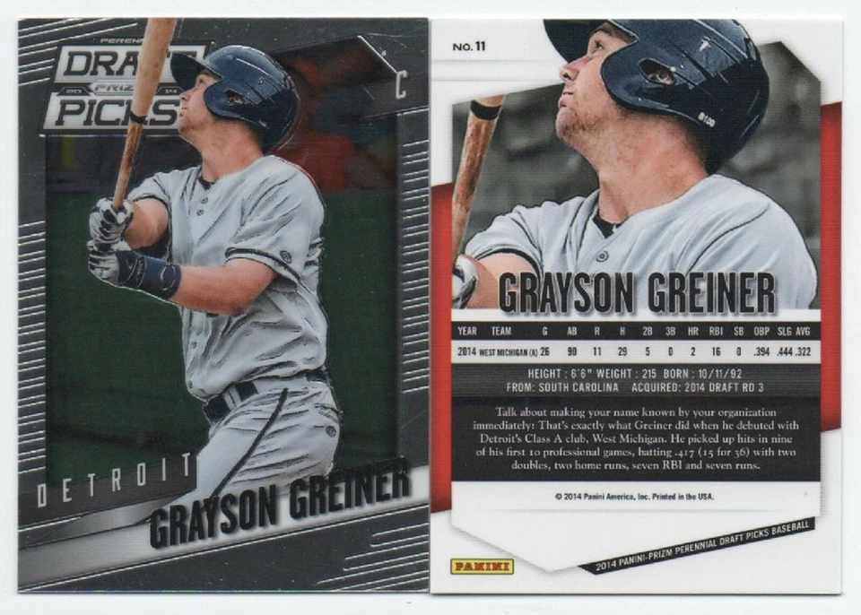 (10) 2014 Panini Prizm Perennial DP #11 Grayson Greiner DETROIT TIGERS RC Lot 68 - Image 1 of 1