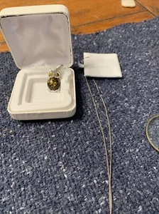 925 Sterling Silver Baltic Amber Owl Pendant Chain Necklace 18 In - Picture 1 of 10