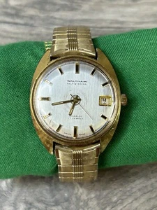 Waltham 17 Jewel Incabloc self winding/automatic date mens Watch gold tone swiss - Picture 1 of 22