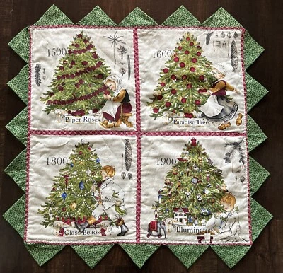 "Árbol de Navidad edredón alfombra de mesa colgante de pared hecho a mano a máquina acolchado 27""x 26""" Foto 1 de 4