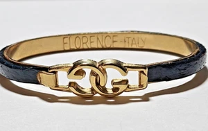 Vintage GUCCI GG aus Italien blaues Schlangenleder Armband, 24 KT vergoldet & Schlüsselanhänger - Bild 1 von 6