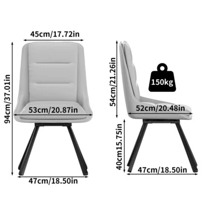 2x Ergonomic Swivel Dining Chair High Back Armless Kitchen Chairs Furniture NEW - Image 1 of 4