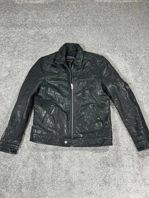 Superdry Chaqueta De Cuero Hombre Grande Negra Moto Foto 1 de 4