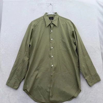 Vintage Sears Shirt Mens L Green Premiere Tapered Perma Prest Pocket Button 70s - Image 1 of 4