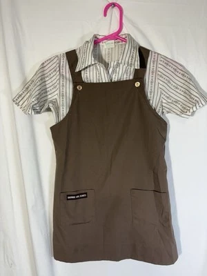 Vintage Girl Scout Brownie Uniform Jumper Romper Dress, Size 10 - Image 1 of 4