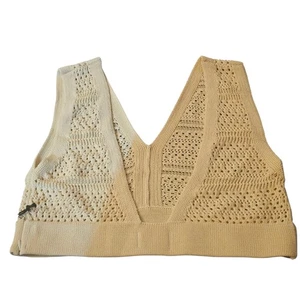 Honor the Gift Cream Crochet Knit Sleeveless Crop Top V Neck Beach Cover Up - Picture 1 of 4