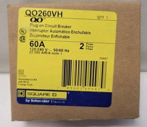 Disyuntor miniatura Square D QO260VH - 60 A, 2 polos, 120/240 VAC - Imagen 1 de 1