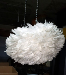Romantic white goose feather pendant shade approx. 15 inch x 15 inches