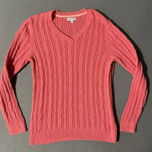 Croft & Barrow Womens Cable Knit Sweater Large Pink Cotton/Polyester - Picture 1 of 6