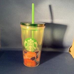 Vaso de copa fría floral de flores Starbucks 16 oz con tapa y paja - Imagen 1 de 10