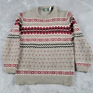 Orvis Vintage Wool Sweater Mens Size Medium Made In USA Gray Maroon Crewneck  - Picture 1 of 14