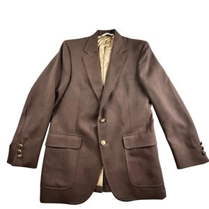 VTG Izod Lacoste Blazer Mens SZ 40 Brown jacket coat Gold Buttons Union USA Made - Picture 1 of 14