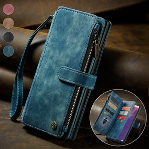 Funda tipo billetera para Samsung Galaxy Note10/20 cremallera cuero PU ranuras para tarjetas soporte abatible - Imagen 1 de 39
