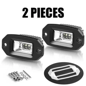 2x 3'' Flush Mount LED Work Light Bar Offroad Pods Flood Beam Bumper Truck Car - Picture 1 of 14