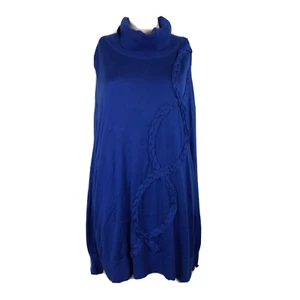 Maglione donna feltro Laurie taglia 2X blu maglia tinta unita più dettaglio treccia - Foto 1 di 9