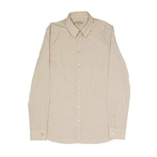 Camicia formale BURBERRY con pieghe posteriori beige manica lunga donna UK 6