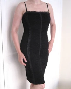 Escada Bodycon Little Black Event Party Dress Removable Straps UK10 D36 US4 NEW - Picture 1 of 10
