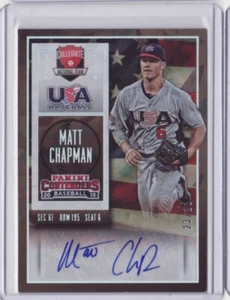2015 Contenders USA Baseball Ticket Auto Cracked Ice Matt Chapman 23/23 Flat S/H - Picture 1 of 1