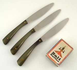 Workshop Carl AUBOCK 50s Vienna SET of 3 Fruit KNIVES 6.8" Steel HORN Knife EXC - Picture 1 of 11