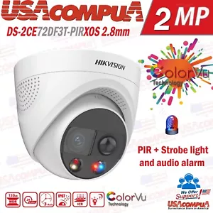 Hikvision ColorVu Turret 2 MP Camera DS-2CE72DF3T-PIRXOS 2.8mm , IR 20m, Genuine - Picture 1 of 9