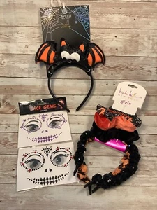 New Halloween Girls Kids Hair Bands Scrunchie Face Gems Lot - Picture 1 of 4