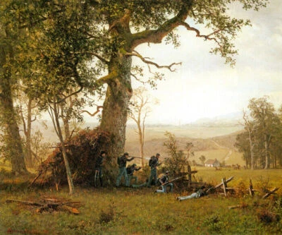 GUERRILLA WARFARE PICKET DUTY IN VIRGINIA 1962 GUERRA CIVIL ALBERT BIERSTADT REPRO Foto 1 de 3