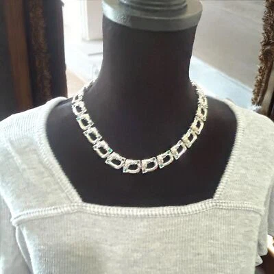 Collar Swarovski D'Orlan chapado en rodio con perlas de imitación de cristales verdes azules Foto 1 de 4