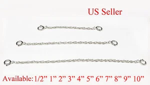 SOLID STERLING SILVER Extender Safety ROPE Chain Necklace Bracelet spring lock - Picture 1 of 2