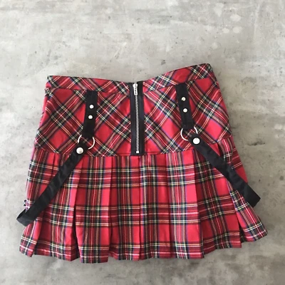 Royal Bones Daang Goodman Skirt X-Large Tartan Plaid Goth Punk Emo Grunge Xmas - Image 1 of 4