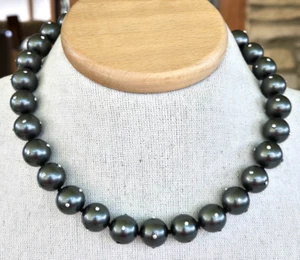 Vintage Clear Rhinestone Grey Metallic Bead Knotted Cord Choker Necklace 18.25" - Picture 1 of 9
